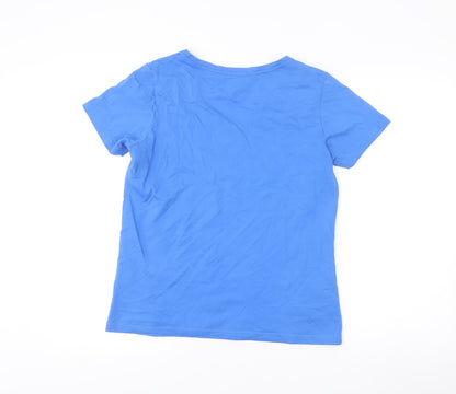 Mountain Warehouse Women’s Blue Cotton V-Neck T-Shirt UK 10 Beach Graphic