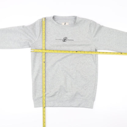 Illusive London Boys Grey Logo Sweatshirt 13-14Y Pullover Crew Neck