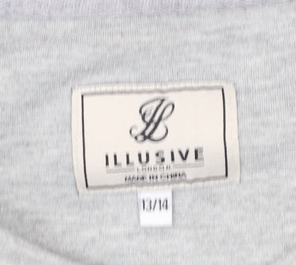 Illusive London Boys Grey Logo Sweatshirt 13-14Y Pullover Crew Neck