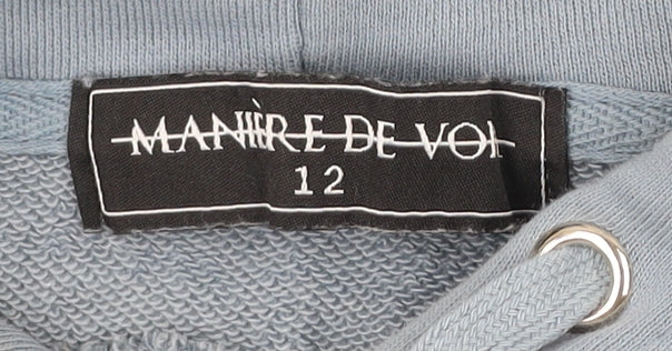 Manière De Voir Women’s Blue Pullover Hoodie Size 12 Cotton Blend