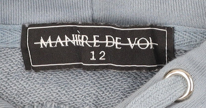 Manière De Voir Women’s Blue Pullover Hoodie Size 12 Cotton Blend