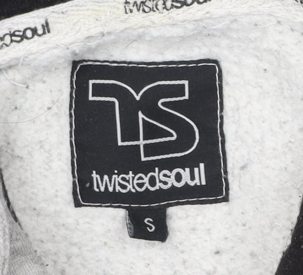 Twisted Soul Men's Grey Black Pullover Hoodie Size S Logo Graphic