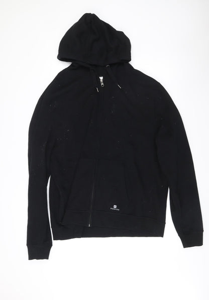 Mens UK Size L Oxylane Black Full Zip Hoodie