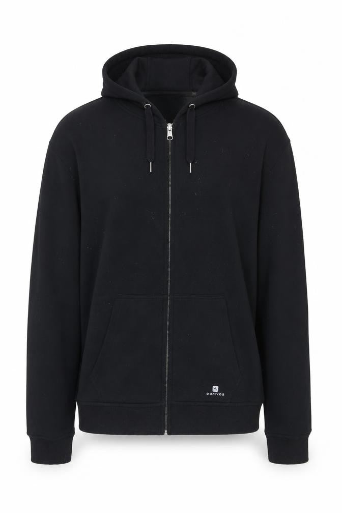 Mens UK Size L Oxylane Black Full Zip Hoodie