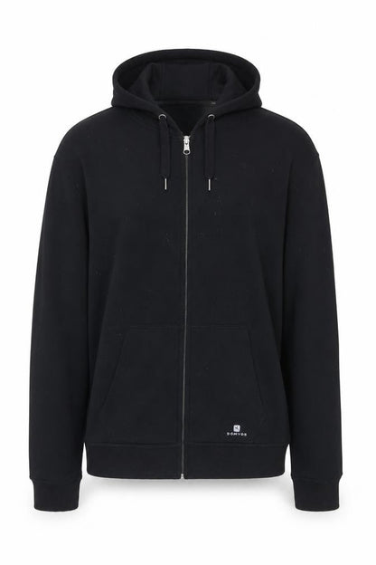 Mens UK Size L Oxylane Black Full Zip Hoodie