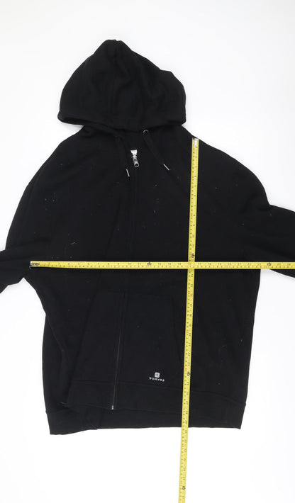 Mens UK Size L Oxylane Black Full Zip Hoodie