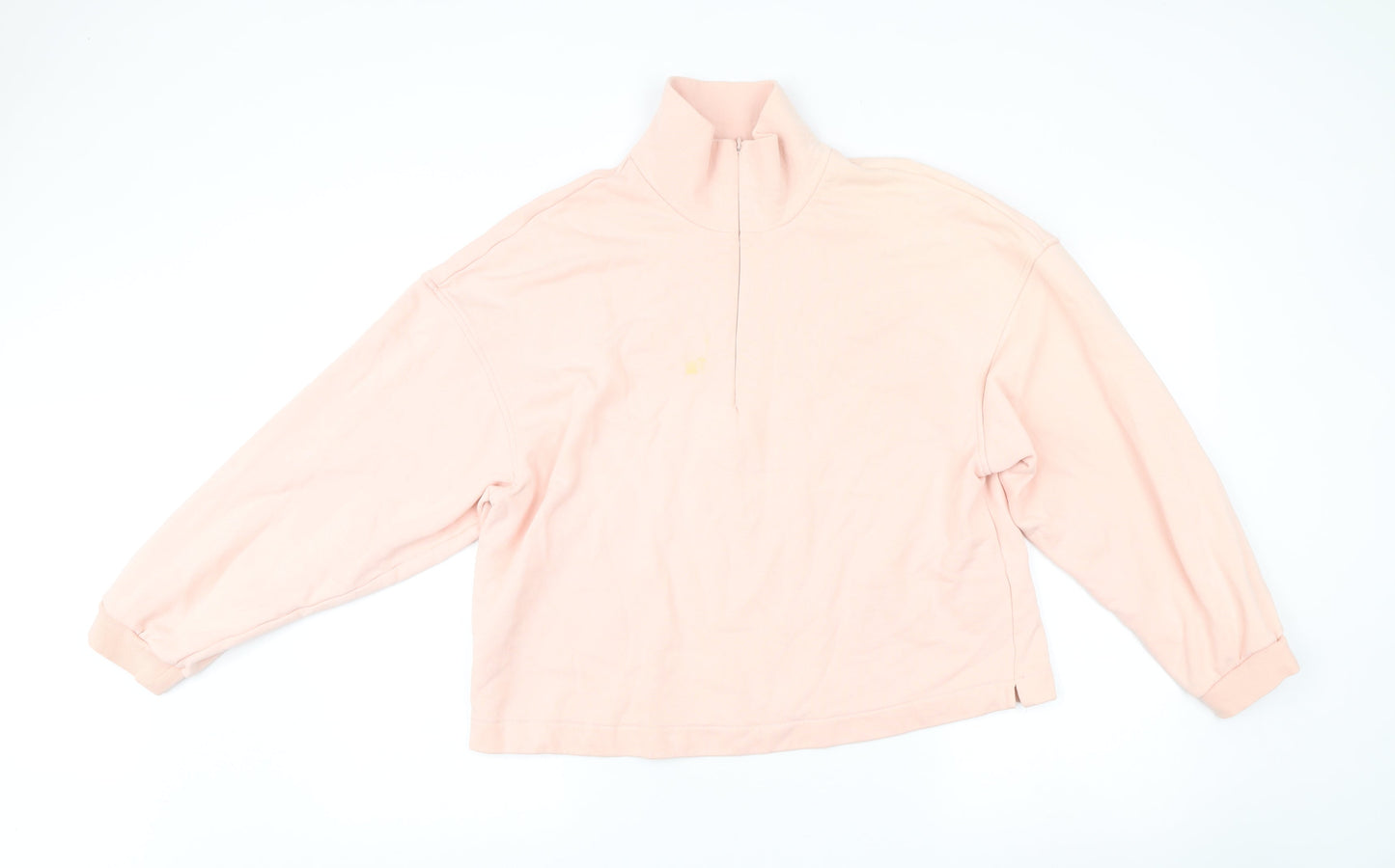 & Other Stories Women Pink S Sweatshirt 1/4 Zip High Neck Cotton Blend