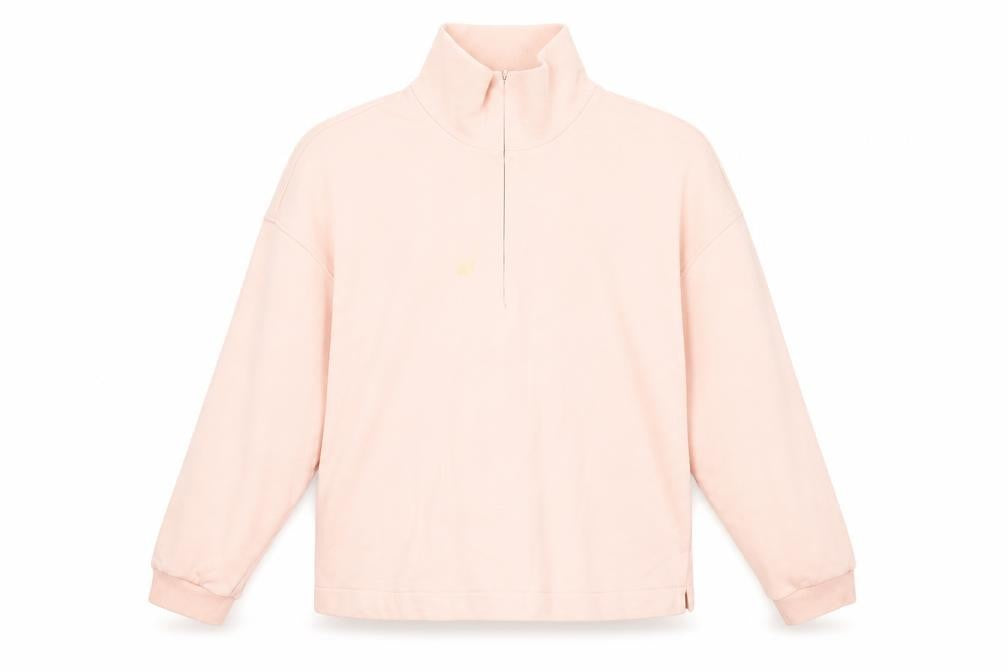 & Other Stories Women Pink S Sweatshirt 1/4 Zip High Neck Cotton Blend