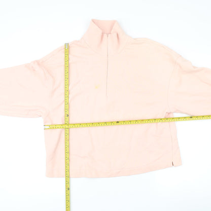 & Other Stories Women Pink S Sweatshirt 1/4 Zip High Neck Cotton Blend