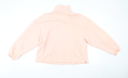 & Other Stories Women Pink S Sweatshirt 1/4 Zip High Neck Cotton Blend