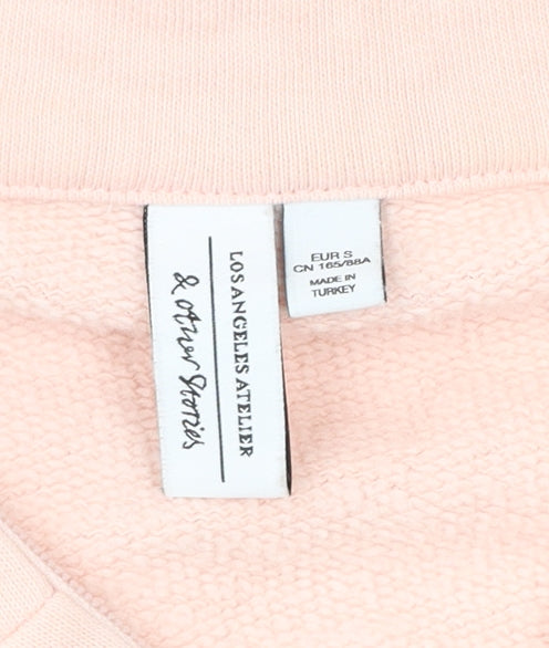 & Other Stories Women Pink S Sweatshirt 1/4 Zip High Neck Cotton Blend