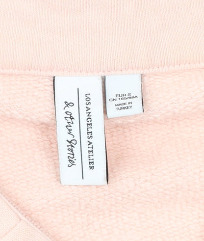 & Other Stories Women Pink S Sweatshirt 1/4 Zip High Neck Cotton Blend