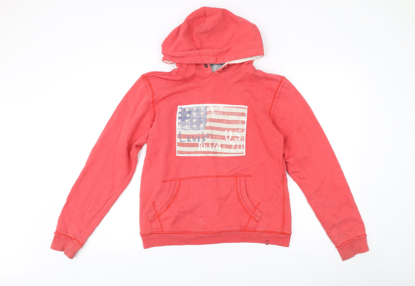 Levi's Teens Red Pullover Hoodie Size 14 Logo Graphic Cotton