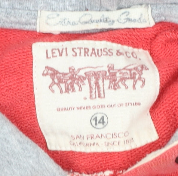 Levi's Teens Red Pullover Hoodie Size 14 Logo Graphic Cotton