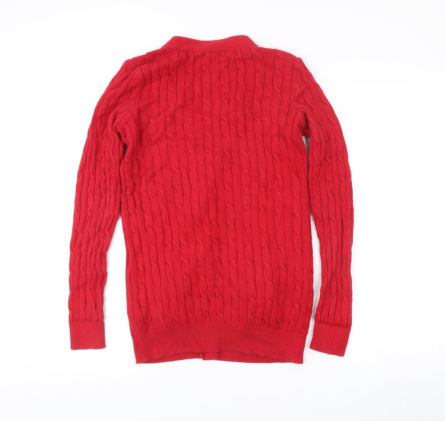 Ralph Lauren Men’s Red Cotton Cable-Knit Cardigan M V-Neck