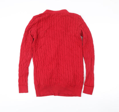 Ralph Lauren Men’s Red Cotton Cable-Knit Cardigan M V-Neck