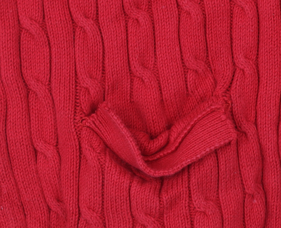 Ralph Lauren Men’s Red Cotton Cable-Knit Cardigan M V-Neck