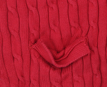 Ralph Lauren Men’s Red Cotton Cable-Knit Cardigan M V-Neck