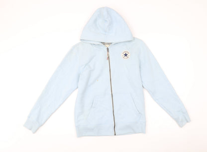 Converse Girls Blue Full Zip Hoodie 12-13 Years Cotton Blend Logo