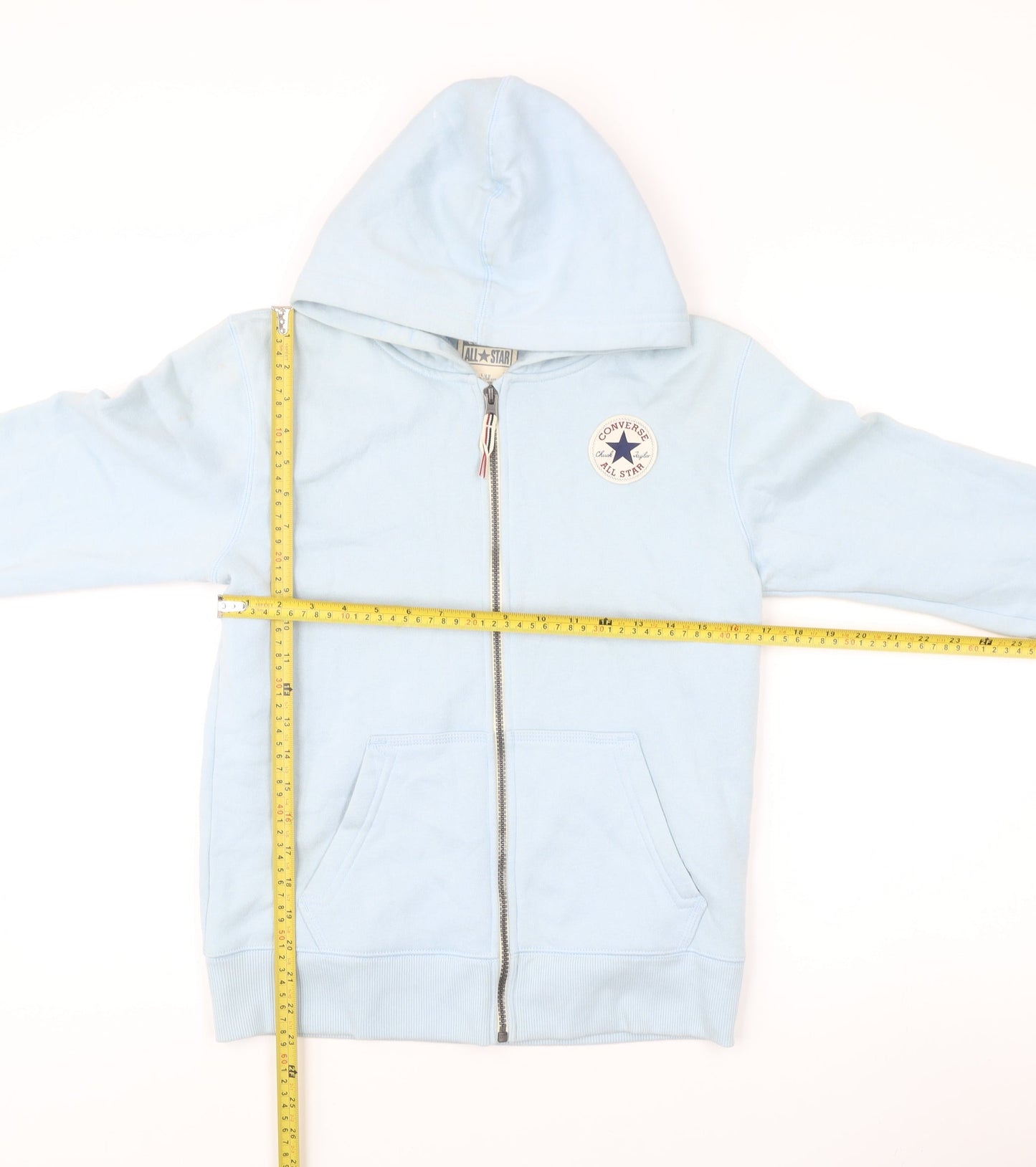 Converse Girls Blue Full Zip Hoodie 12-13 Years Cotton Blend Logo