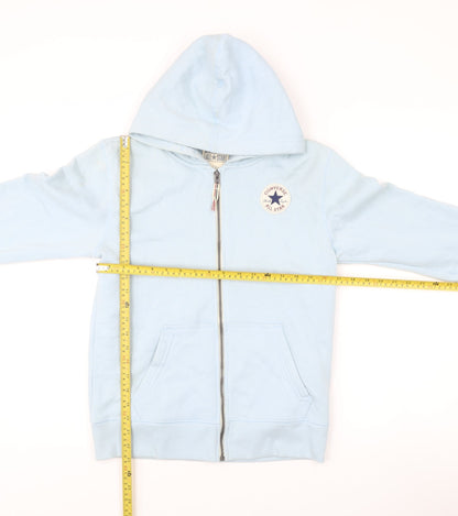Converse Girls Blue Full Zip Hoodie 12-13 Years Cotton Blend Logo