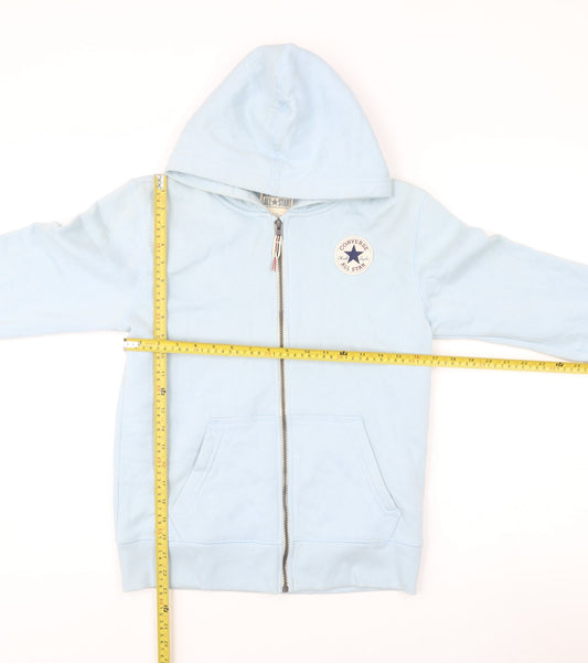 Converse Girls Blue Full Zip Hoodie 12-13 Years Cotton Blend Logo