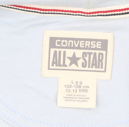 Converse Girls Blue Full Zip Hoodie 12-13 Years Cotton Blend Logo