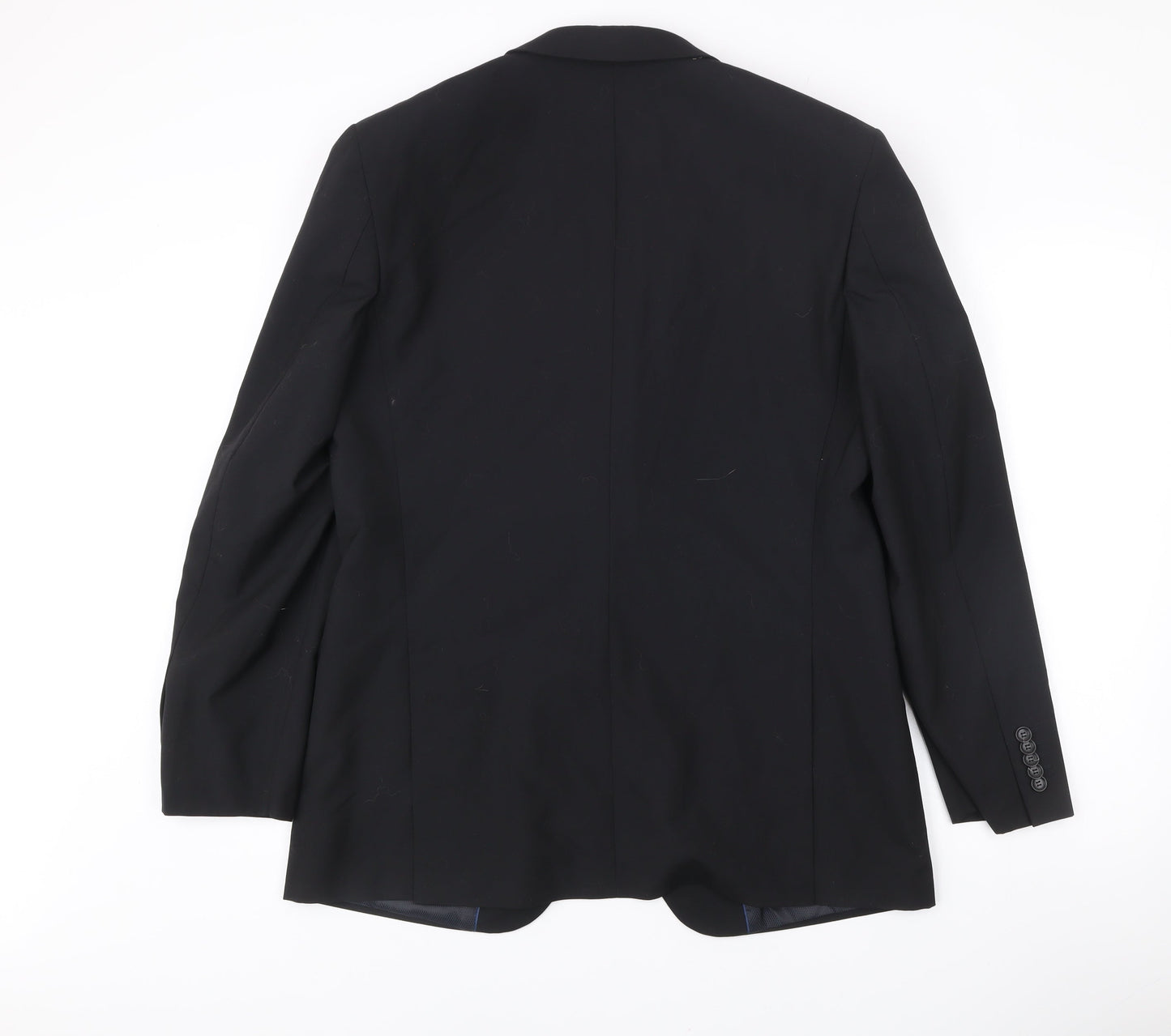 Burton Mens Black Wool Blend Blazer Jacket 42R Notch Lapel Business