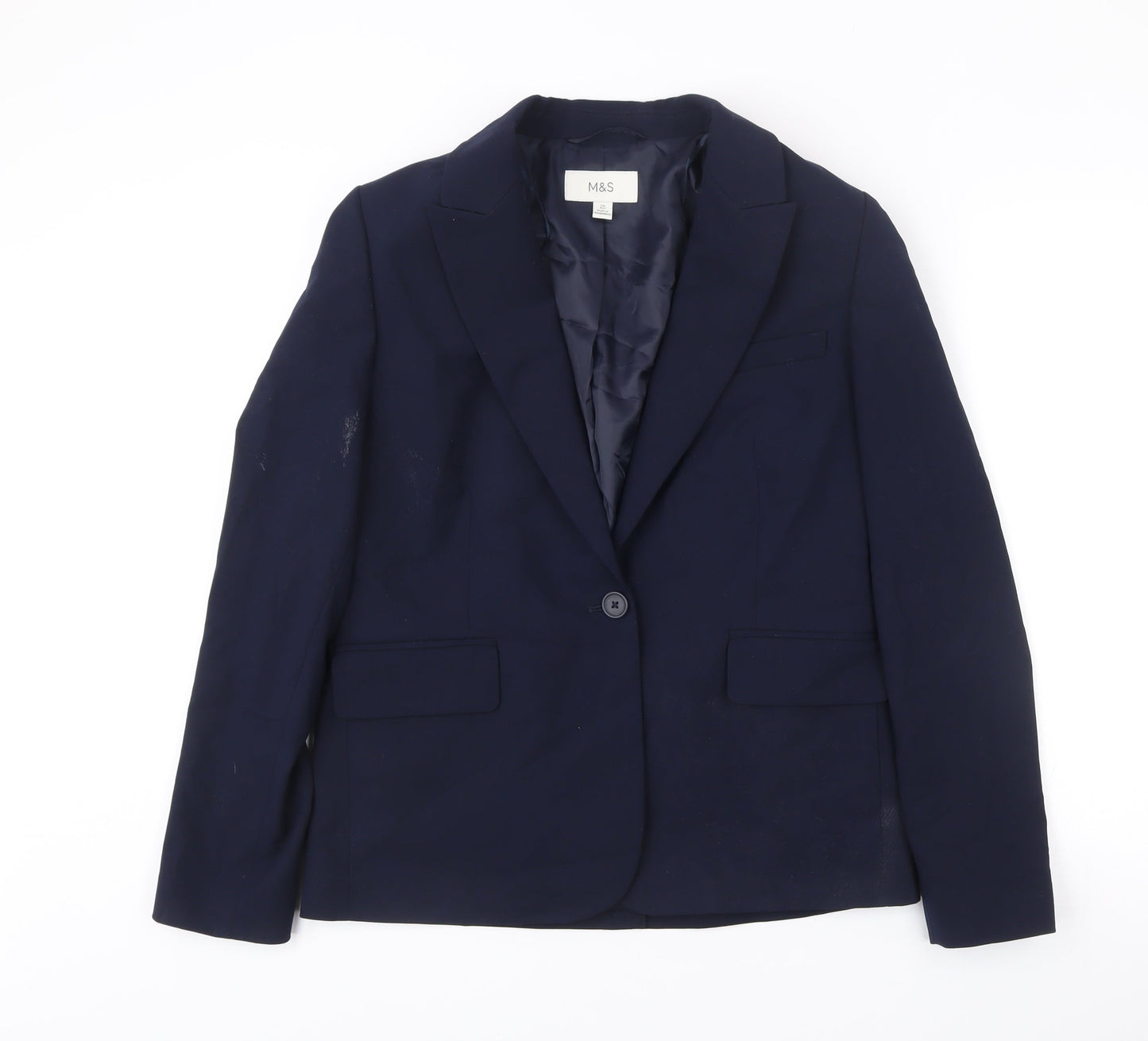 Marks and Spencer Women’s Blue Blazer Jacket Size 10 Regular Notch Lapel