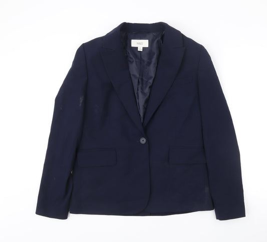 Marks and Spencer Women’s Blue Blazer Jacket Size 10 Regular Notch Lapel