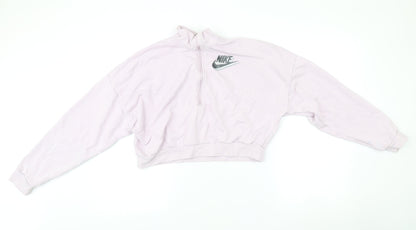 Nike Women’s Pink 1/2 Zip Sweatshirt L Loose Fit Logo Pullover