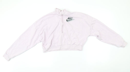 Nike Women’s Pink 1/2 Zip Sweatshirt L Loose Fit Logo Pullover