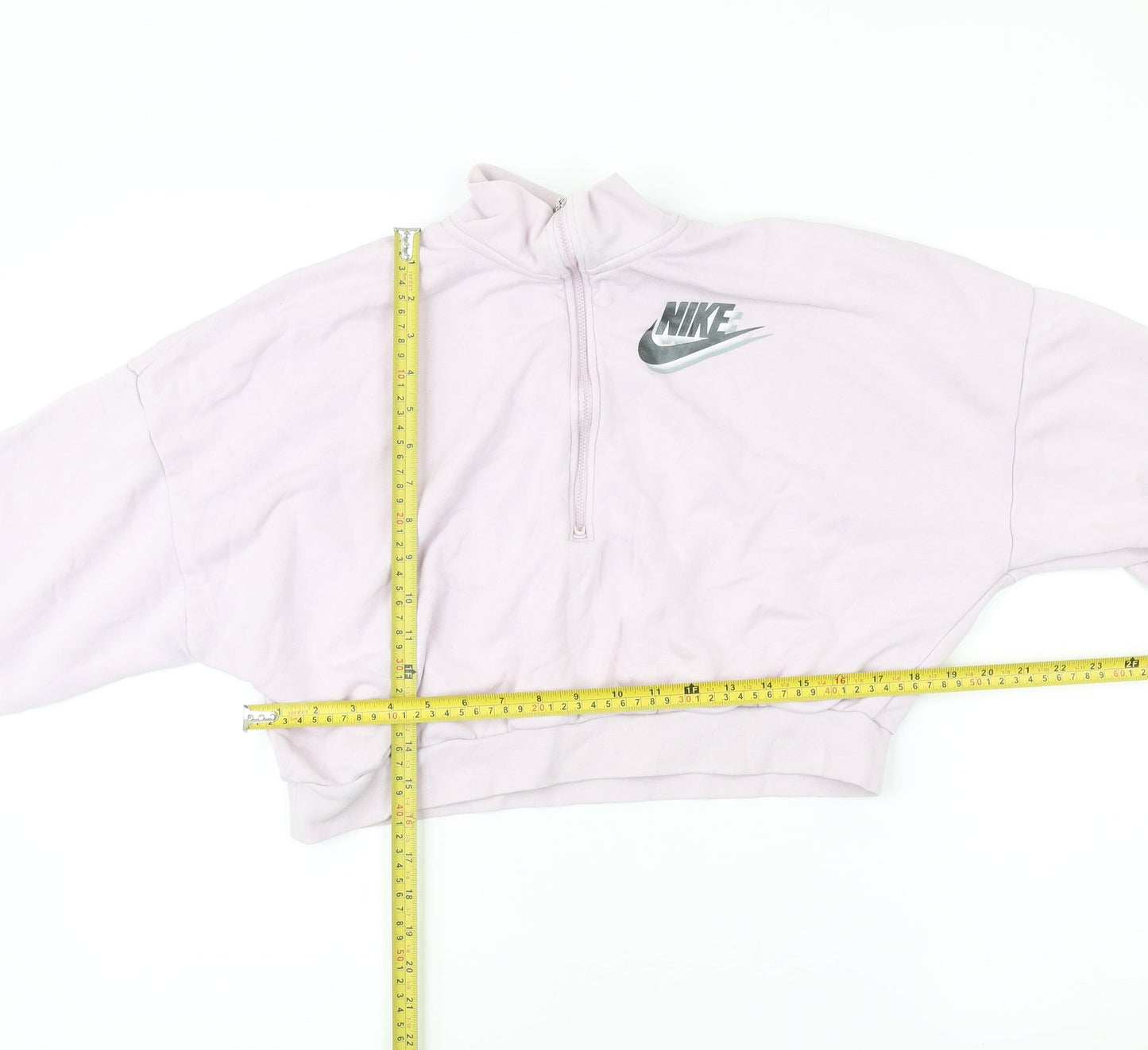 Nike Women’s Pink 1/2 Zip Sweatshirt L Loose Fit Logo Pullover