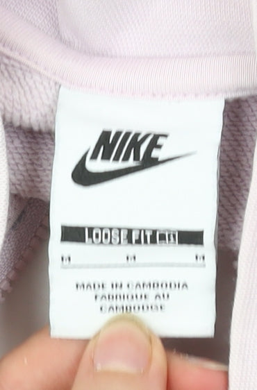 Nike Women’s Pink 1/2 Zip Sweatshirt L Loose Fit Logo Pullover