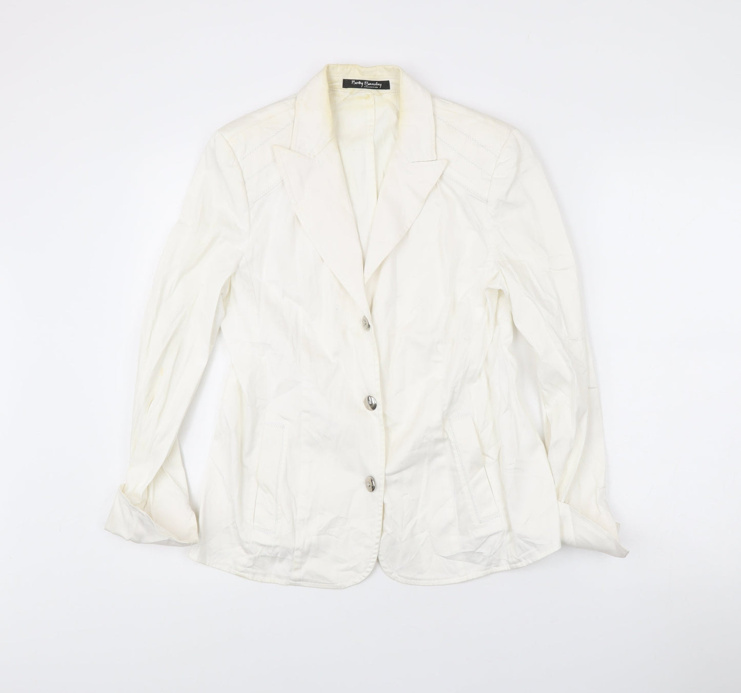 Betty Barclay Womens White Cotton Blend Suit Jacket Size 12