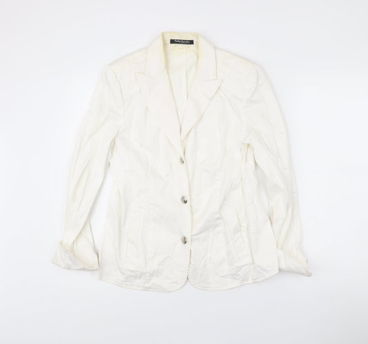 Betty Barclay Womens White Cotton Blend Suit Jacket Size 12