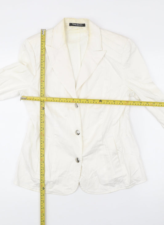 Betty Barclay Womens White Cotton Blend Suit Jacket Size 12