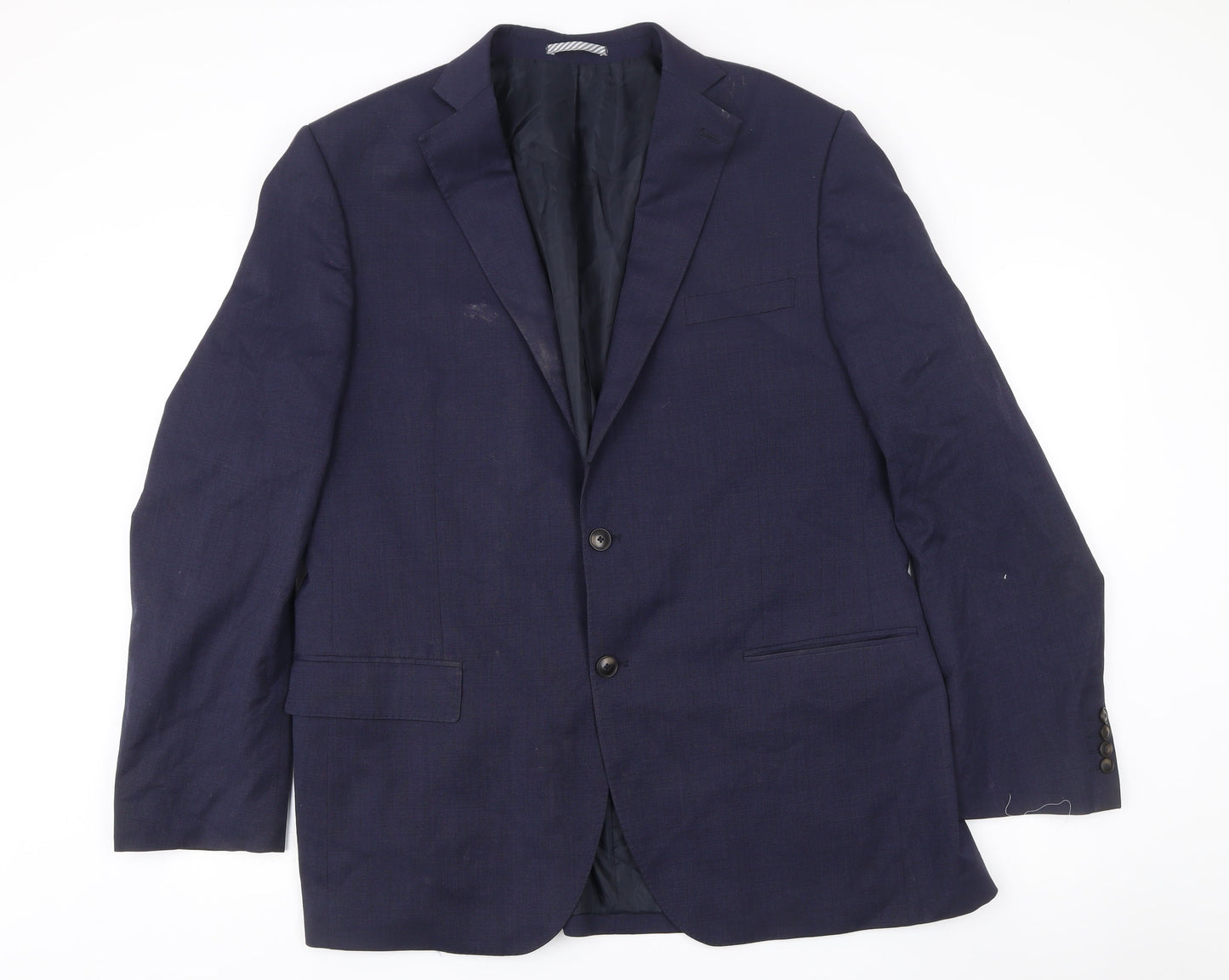 Marks and Spencer Mens Blue Blazer Jacket 44L Regular Fit Wool Blend