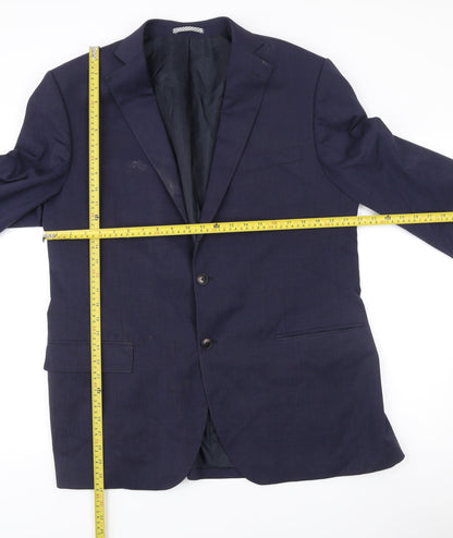 Marks and Spencer Mens Blue Blazer Jacket 44L Regular Fit Wool Blend