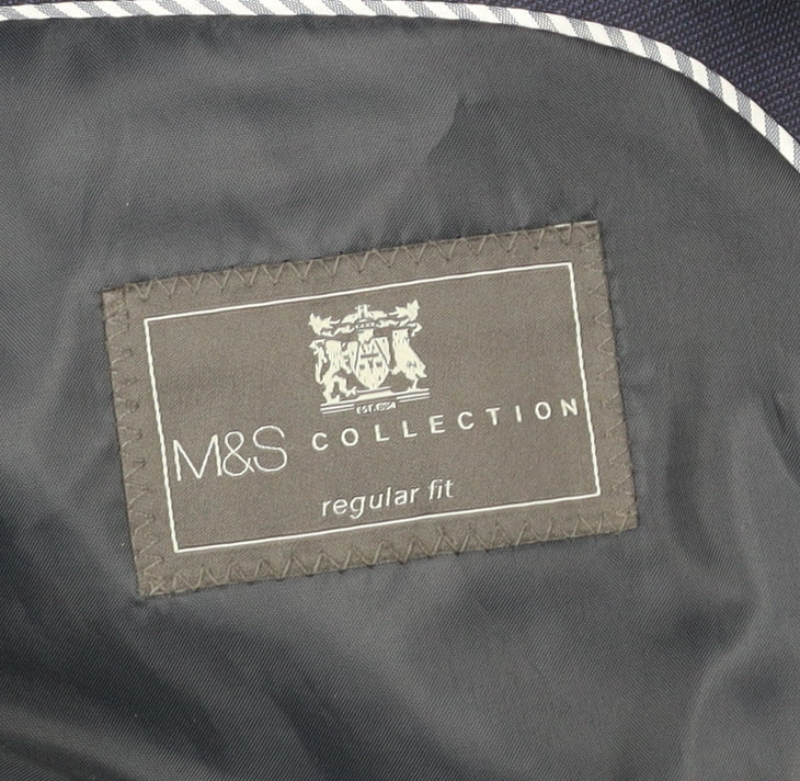 Marks and Spencer Mens Blue Blazer Jacket 44L Regular Fit Wool Blend