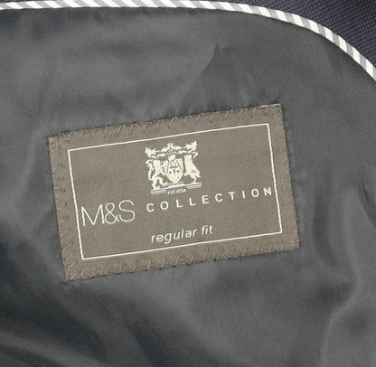 Marks and Spencer Mens Blue Blazer Jacket 44L Regular Fit Wool Blend