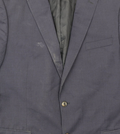 Marks and Spencer Mens Blue Blazer Jacket 44L Regular Fit Wool Blend