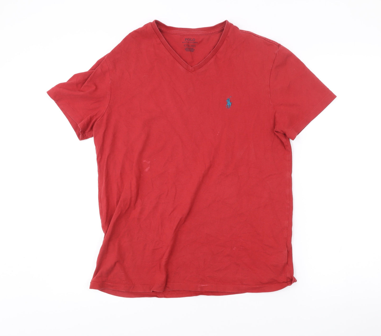 Ralph Lauren Men’s Red V-Neck Cotton T-Shirt Size S