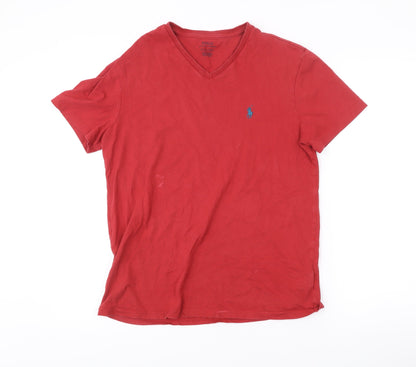 Ralph Lauren Men’s Red V-Neck Cotton T-Shirt Size S