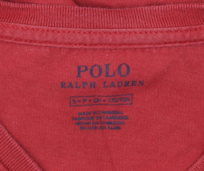 Ralph Lauren Men’s Red V-Neck Cotton T-Shirt Size S