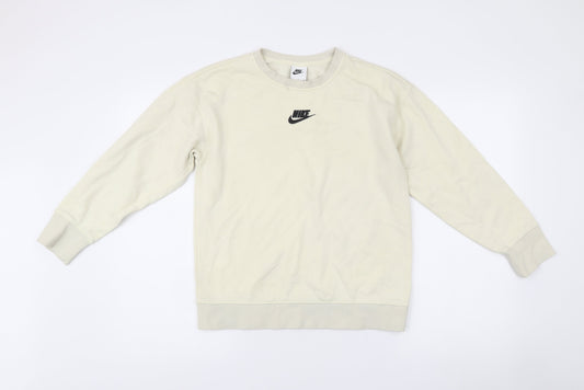 Nike Unisex Ivory L Pullover Sweatshirt Crew Neck Cotton Blend