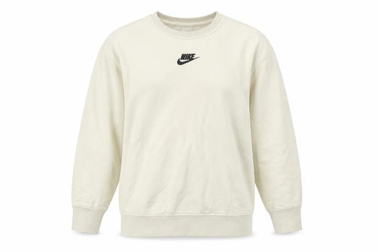 Front view of Nike unisex ivory l pullover sweatshirt crew neck cotton blend