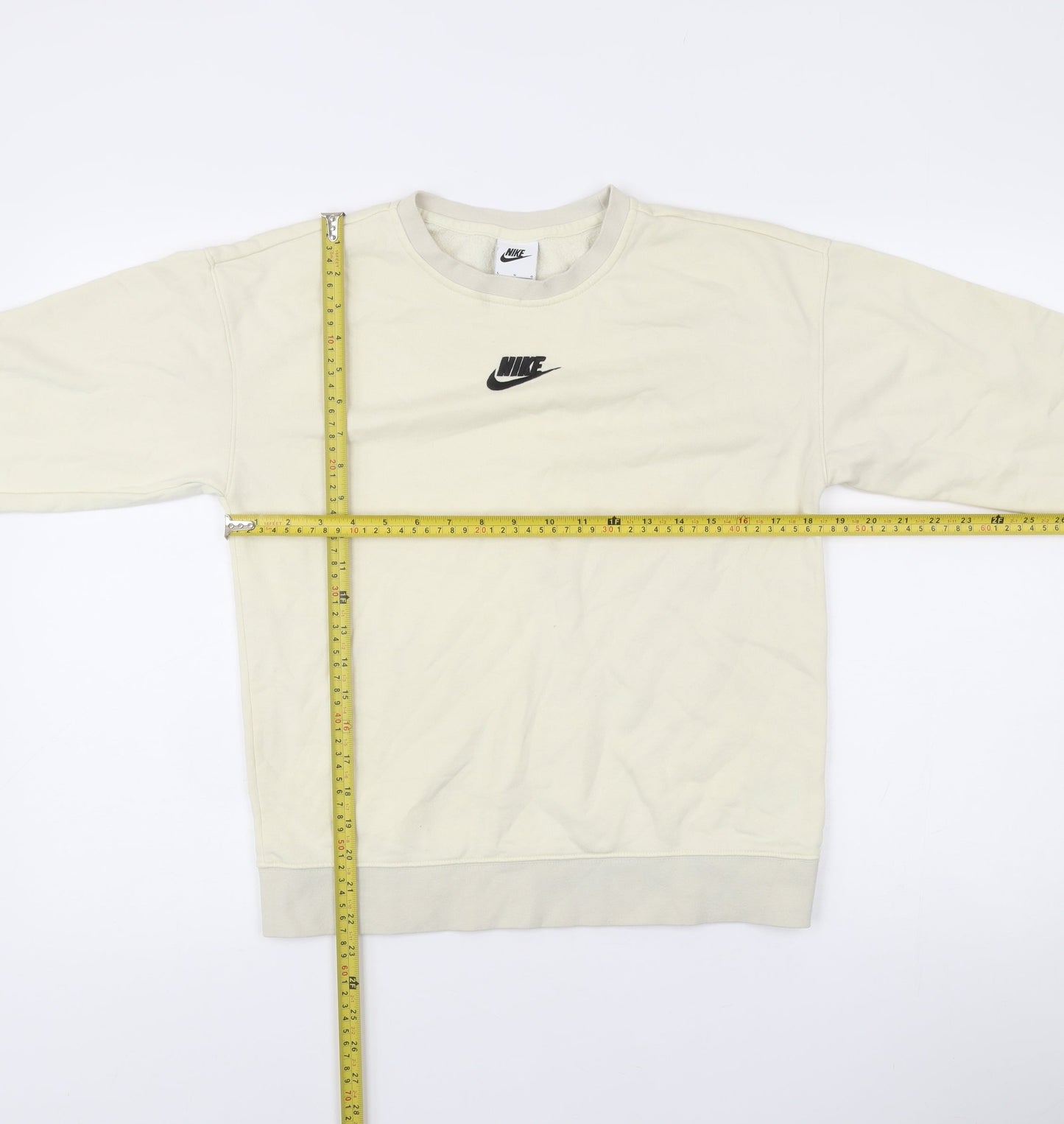 Nike Unisex Ivory L Pullover Sweatshirt Crew Neck Cotton Blend