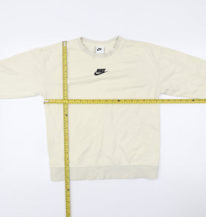 Nike Unisex Ivory L Pullover Sweatshirt Crew Neck Cotton Blend