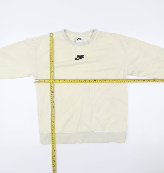 Nike Unisex Ivory L Pullover Sweatshirt Crew Neck Cotton Blend